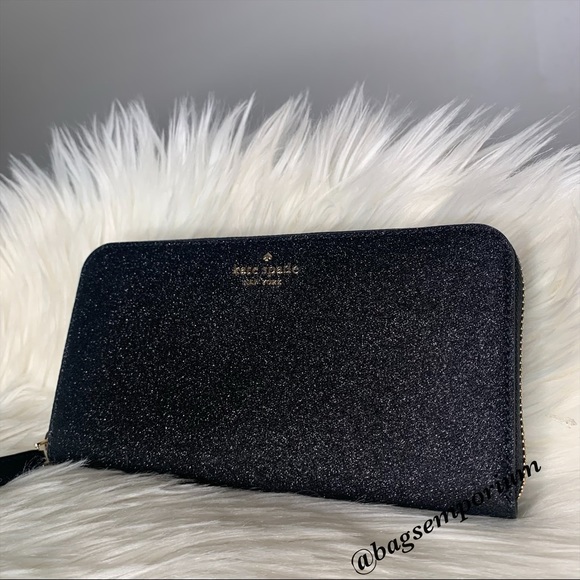 Kate Spade Black Glitter Zip Wallet - Picture 5 of 12